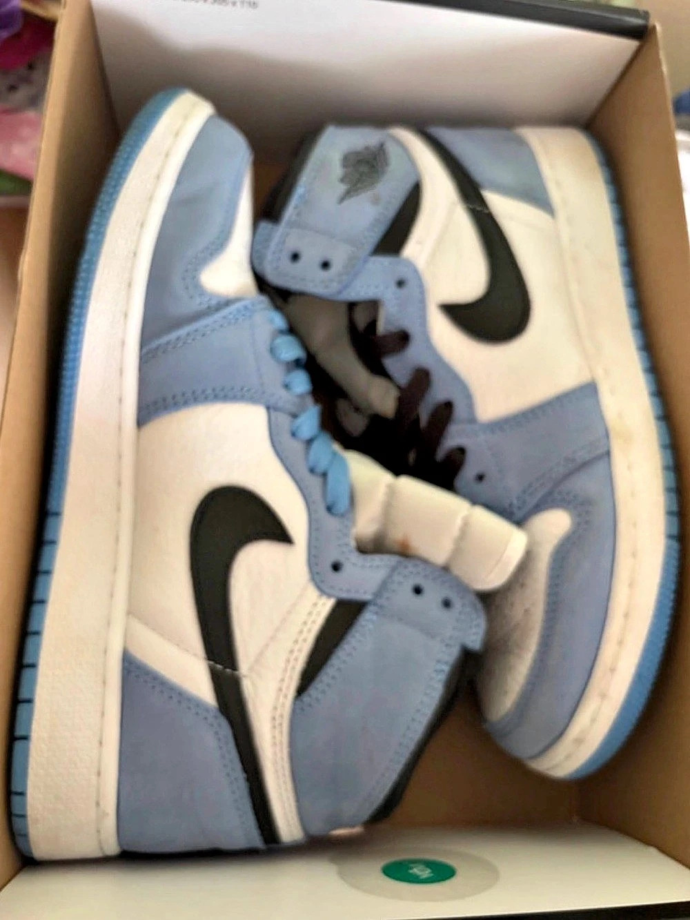 Nike Air Jordan 1 Retro High OG High Top Sneakers Blue & White US 6.5 Like New